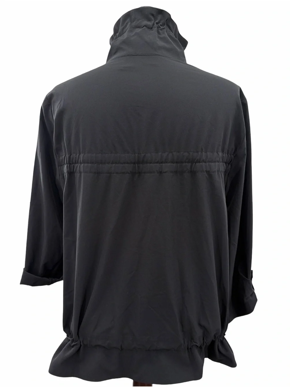 Chico’s Zenergy Black Zip-Front Drawstring Jacket Size 1 (small)